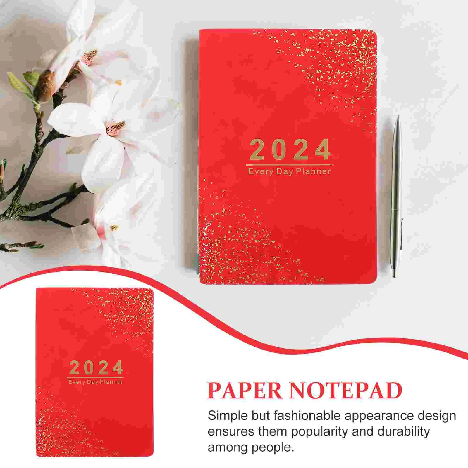 2024 Agenda Planejador Organizer Portable Bloco De Notas, Livros De Capa Do Caderno Conveniente Acadêmico Vermelho