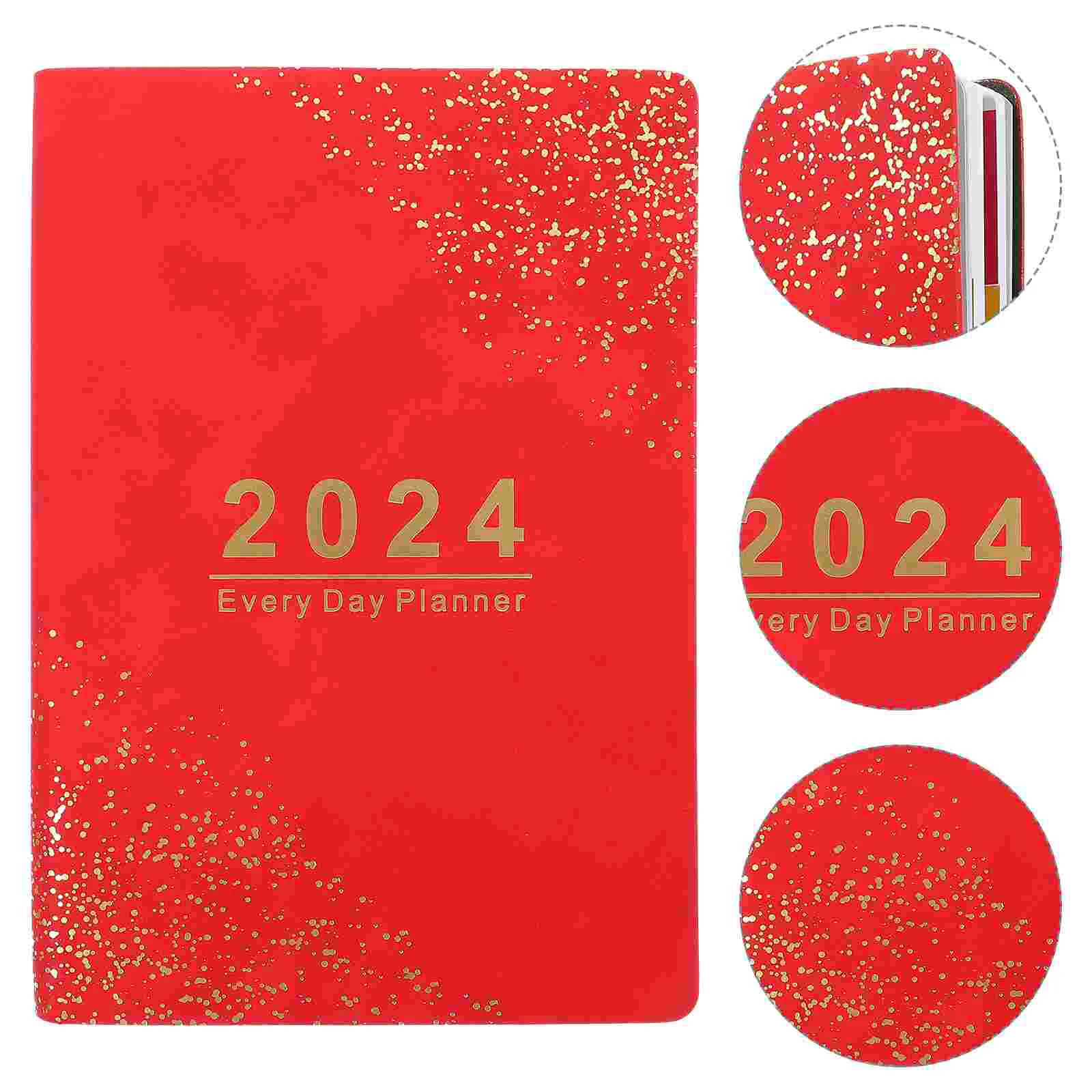 2024 Agenda Planejador Organizer Portable Bloco De Notas, Livros De Capa Do Caderno Conveniente Acadêmico Vermelho