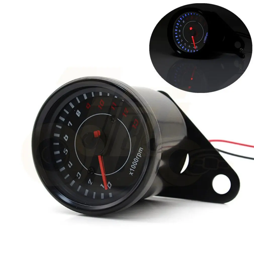 1Pcs Universal 13000 RPM Motocicleta Tacômetro Eletrônico Tach Medidor do Velocímetro, Medidor de LED de luz de fundo Motocicleta Tacômetro Medidor de