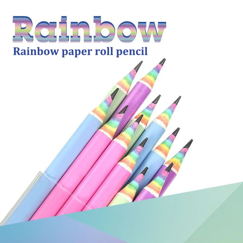 12PCS Cor do arco-íris de Papel Lápis de Crianças, a Escrita E a Pintura HB Profissional de Arte Esboço de Quadrinhos Caneta de material Escolar e de Escritório