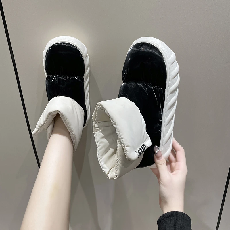 Televisão Saltos de Sapatos femininos 2023 de Inverno, Moda de Nova Peludos Ankle Boots Feminina Quente Luxuoso Bonito Plataforma Impermeável Botas de Neve de Mulheres