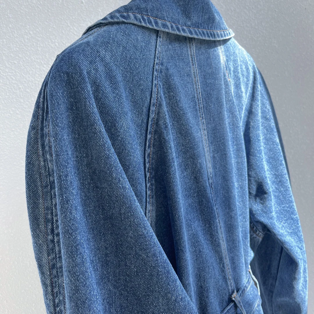 2023 outono/inverno novo de algodão, jeans clássico perfil de ombro acolchoada casaco longo confortável e relaxado