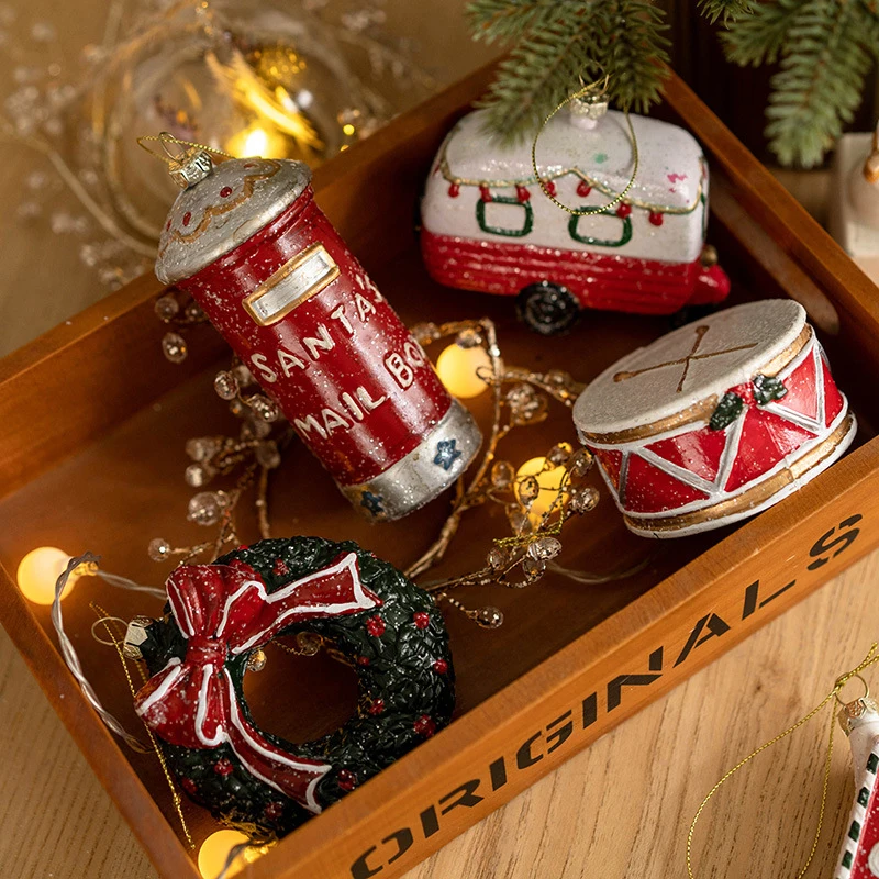 1PC Navidad Presente de Ano Novo Decorações para Árvores de Natal Casa Grinalda Carro Pingentes de Natal, Enfeites Para a Casa de Noel Ano Novo Decoração 2024