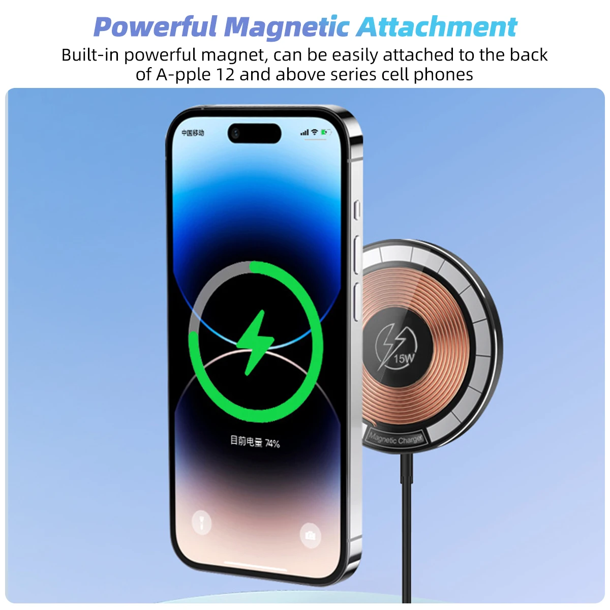 15W Rápido Magnético Carregador sem Fio Para iPhone 14 13 12 Para Airpods Visível Qi Almofada de Carregamento sem Fio Para Samsung S22 S10 Xiaomi