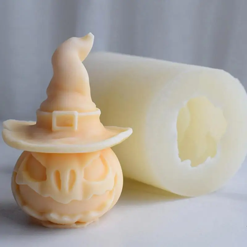 Bruxa de Chapéu de Abóbora Silicone Vela do Molde 3D Expressão Cushaw Sabão de Resina Cristal Molde de fabricação do Chocolate, Decoração para uma Festa do dia das bruxas