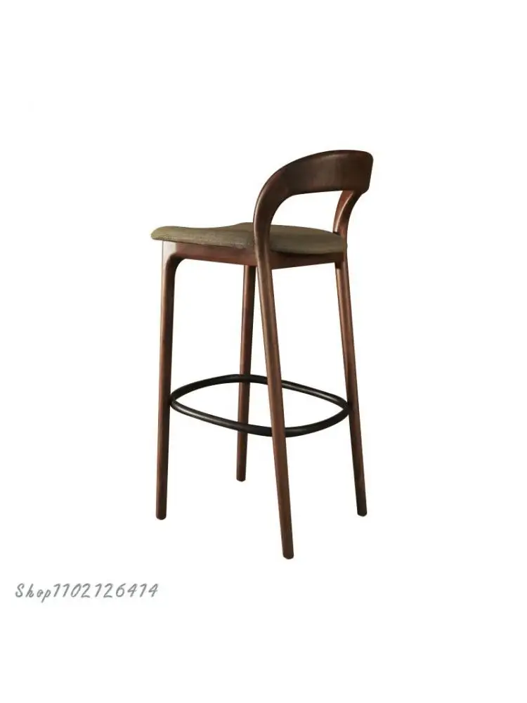 Barra de cadeira moderno e minimalista sólidos de madeira de alta fezes black walnut barra de cadeira de recepção, cadeira alta, home bar fezes luz de luxo