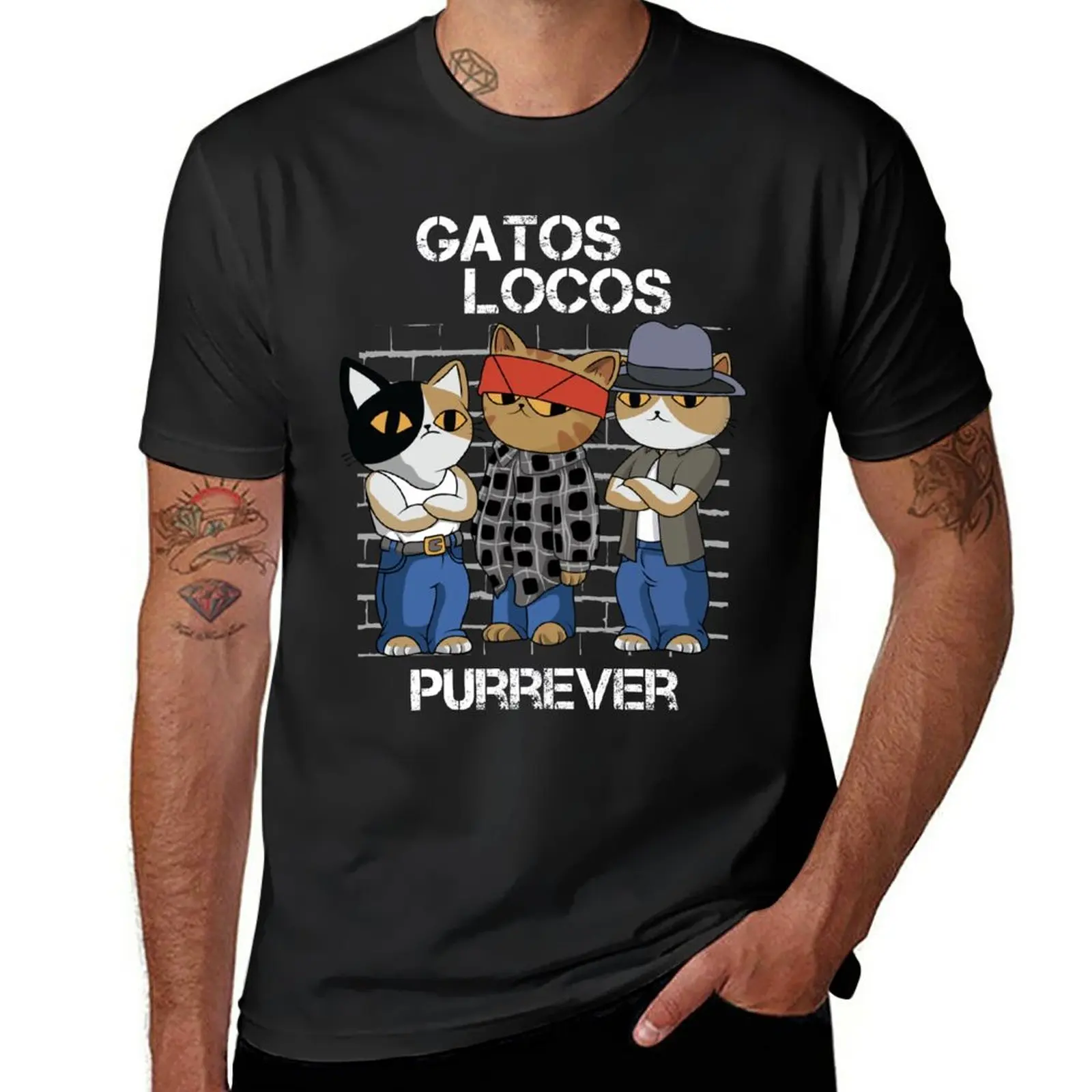 Gatos Locos Purrever,Vatos Locos para Sempre,do Sangue em Bolood T-Shirt de grandes dimensões t-shirt simples t-shirts homens