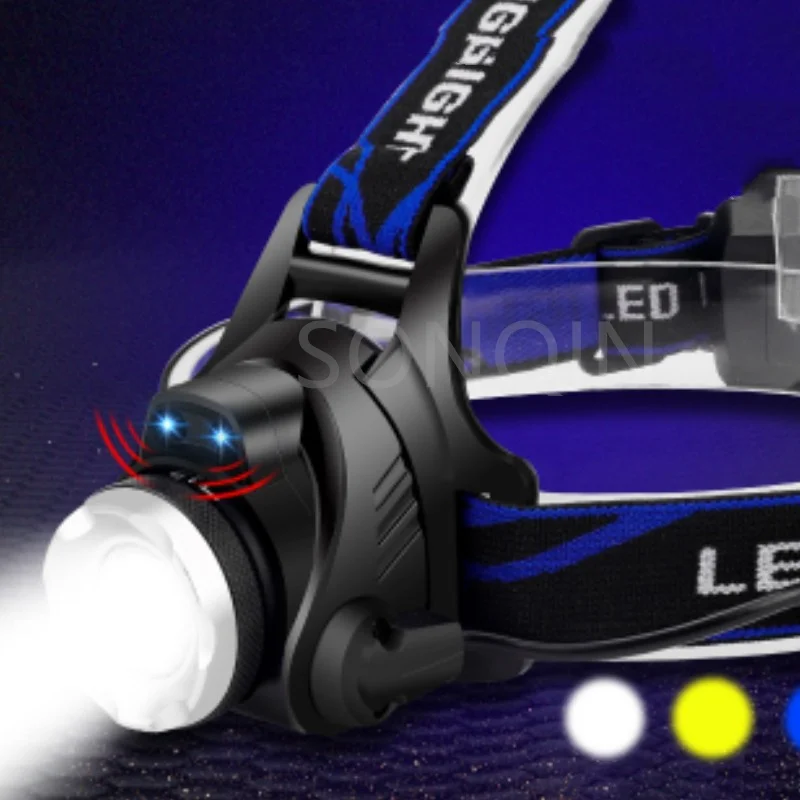 3 Modos de T6 LED Farol de Pesca Farol Lanterna Portátil ZOOM Sensor Recarregável, Impermeável Exterior do Acampamento de Caça 20W