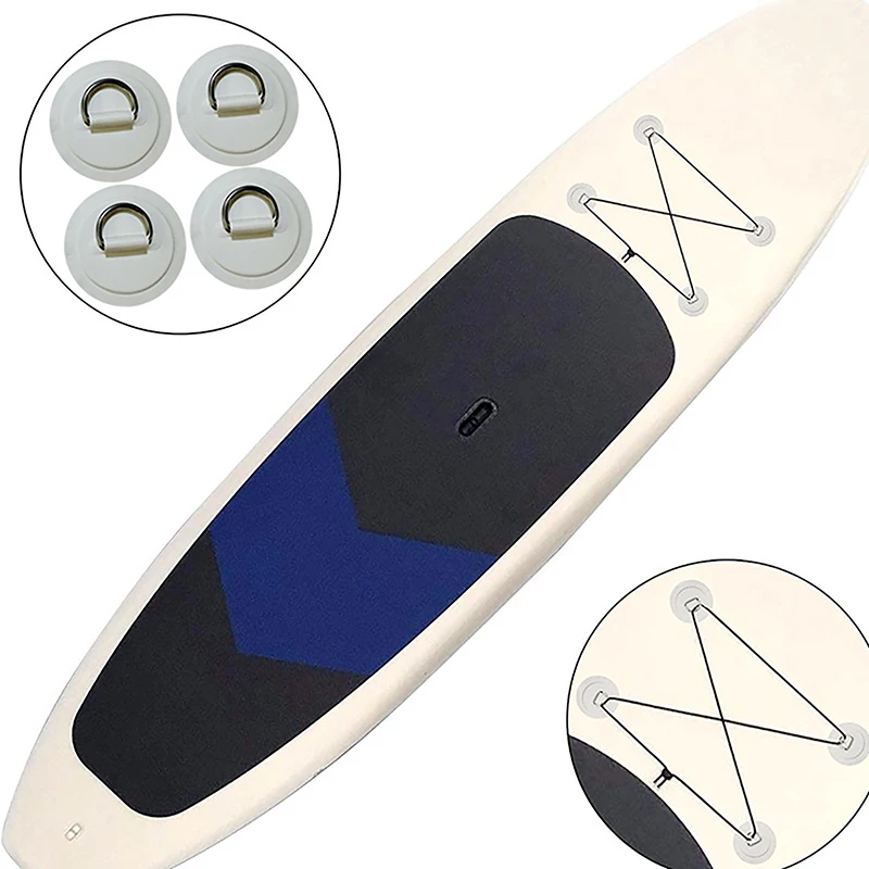 Prancha de surf Bote Barco PVC Patch de Aço Inoxidável Com Anel D Deck Aparelhamento Placa de SUP Anel Redondo Pad com Elástico de Corda elástica Kit
