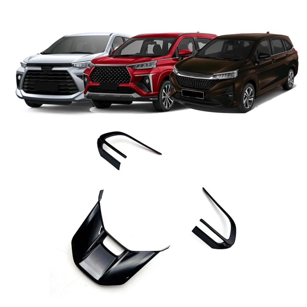 3Pcs Carro de Fibra de Carbono, Volante Tampa do Painel de Guarnição Quadro de Etiqueta para a Toyota Veloz Avanza/Perodua Alza 2022 2023