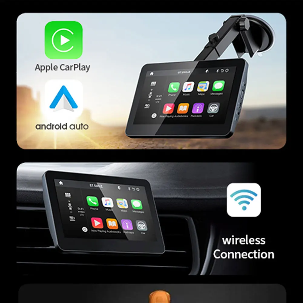M8 7 polegadas do Carro de Bluetooth Leitor de Multimídia Android Auto Aplicar CarPlay Vídeo Transmissor FM AUX sem Fio Carplay Tela de Toque